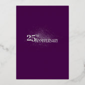 Invitation En Aluminium Élégant 25e anniversaire Mariage en argent violet (Verso)