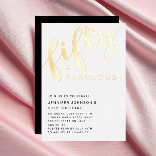 Invitation En Aluminium Elégant 50e anniversaire Cinquante et Fabuleux Noi