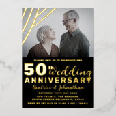 Invitation En Aluminium Élégant 50e anniversaire de Mariage Black & Gold (Recto)