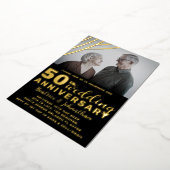 Invitation En Aluminium Élégant 50e anniversaire de Mariage Black & Gold (Rotation)