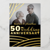Invitation En Aluminium Élégant 50e anniversaire de Mariage Black & Gold (Recto)