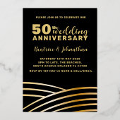 Invitation En Aluminium Élégant 50e anniversaire de Mariage Black & Gold (Verso)