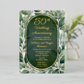 Invitation En Aluminium Élégant 50e anniversaire de Mariage Feuille vert (Debout devant)