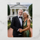 Invitation En Aluminium Élégant 50e anniversaire de Mariage Feuille vert (Verso)