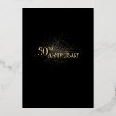 Invitation En Aluminium Élégant 50e anniversaire de mariage noir et or (Verso)