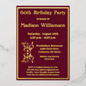 Invitation En Aluminium Élégant 60 Soixante Anniversaire Rouge VRAI Or (Recto)