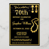 Invitation En Aluminium Elégant 70 Soixante-dix Anniversaire Noir VÉRITABL (Recto)