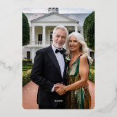 Invitation En Aluminium Élégant 70e anniversaire de Mariage pour les Feuil (Verso)