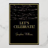 Invitation En Aluminium Elégant 80 80e anniversaire Black REAL Gold (Verso)