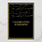 Invitation En Aluminium Elégant 80 Quatre-vingts Anniversaire Noir VRAI Or (Verso)