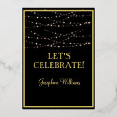 Invitation En Aluminium Elégant 80 Quatre-vingts Anniversaire Noir VRAI Or (Verso)