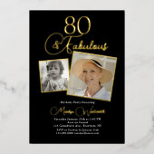 Invitation En Aluminium Elegant 80th Birthday Script Photo (Recto)