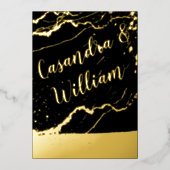 Invitation En Aluminium Elégant Abstrait Marbre Veining Gold Mariage Pour (Recto)