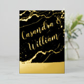 Invitation En Aluminium Elégant Abstrait Marbre Veining Gold Mariage Pour (Debout devant)
