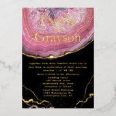 Invitation En Aluminium Élégant Agate Blush Pink & Gold Mariage (Recto)