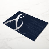 Invitation En Aluminium Elégant Ampersand bleu Mariage argent (Rotation)