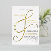 Invitation En Aluminium Elégant Ampersand Gold Mariage moderne (Debout devant)
