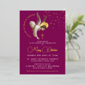 Invitation En Aluminium Élégant Ange rose Confirmation Communion Foi (Debout devant)