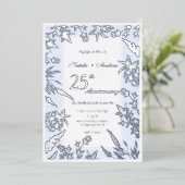 Invitation En Aluminium Élégant anniversaire fleur sauvage bleu et argent (Debout devant)