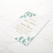 Invitation En Aluminium Elégant Aquarelle Eucalyptus Mariage Gold (Rotation)