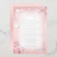 Élégant aquarelle florale rose clair Quinceanera