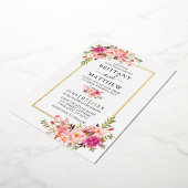 Invitation En Aluminium Elégant Aquarelle rose Blush Floral Mariage Or (Rotation)