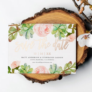 Invitation En Aluminium Elégant Aquarelle Succulent Enregistrer La Date