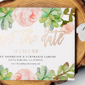 Invitation En Aluminium Elégant Aquarelle Succulent Enregistrer La Date