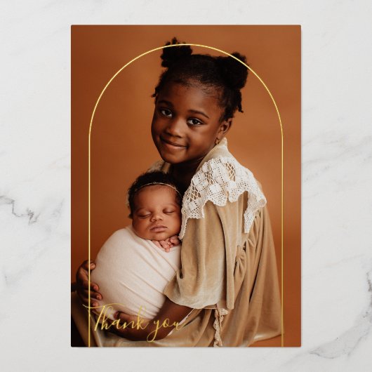 Invitation En Aluminium Elégant Arc Photo Chic Baby shower Merci (Recto)