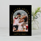 Invitation En Aluminium Elégant Arc Photo Mariage Réception Black Gold (Debout devant)