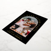 Invitation En Aluminium Elégant Arc Photo Mariage Réception Black Gold (Rotation)