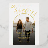 Invitation En Aluminium Elégant Arch Gold Foil et Mariage photo (Recto)