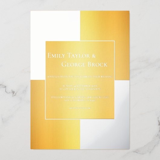 Invitation En Aluminium Élégant Argent Classique Et Or Mariage Chic Modern (Recto)