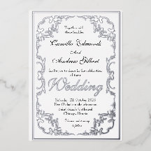 Elégant Argent Ornate FLourish Mariage frontière