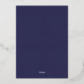 Invitation En Aluminium Élégant Argent Script Navy Blue First Communion (Verso)