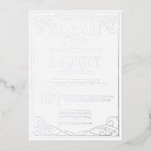 Invitation En Aluminium Elégant Argent traditionnel Mariage Foil Invitatio (Recto)