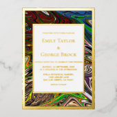 Invitation En Aluminium Elégant Art Abstrait moderne Art moderne Mariage o (Recto)