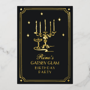 Invitation En Aluminium Élégant Art Déco Noir Or Années 20 Classique