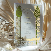 Invitation En Aluminium Élégant Art Nouveau Chardon Mariage à huile or