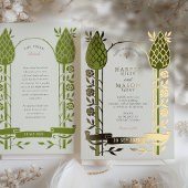 Invitation En Aluminium Élégant Art Nouveau Chardon Mariage à huile or