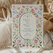 Invitation En Aluminium Elégant Art Nouveau Floral Aquarelle Mariage or