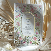 Invitation En Aluminium Elégant Art Nouveau Floral Aquarelle Mariage or