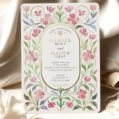 Invitation En Aluminium Elégant Art Nouveau Floral Aquarelle Mariage or