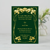 Invitation En Aluminium Elégant Art Nouveau Foliage Bordure (Debout devant)