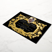 Invitation En Aluminium Elégant Art Nouveau Hiver Noir n Or Mariage (Rotation)