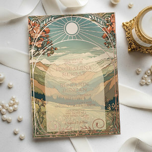 Invitation En Aluminium Élégant Art Nouveau Vintage Mariage Nature Coucher