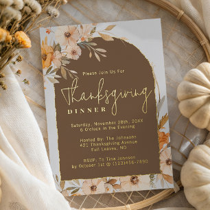 Invitation En Aluminium Élégant automne fleuri Arc Thanksgiving Dîner