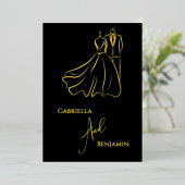 Invitation En Aluminium Élégant B&W Mariage Tux & Robe Mariage formel (Debout devant)
