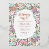 Invitation En Aluminium Elégant Baby shower Baisers à papillon (Recto)