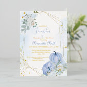 Invitation En Aluminium Elégant Baby shower Citrouille Blue Little (Debout devant)